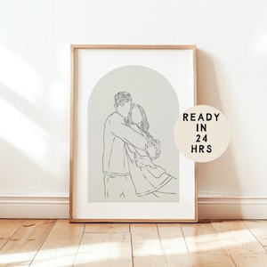 Couples Portrait Personalised Gift Line Drawing Single Line Art Custom Line Drawing Couple Minimalist Portrait Family Portrait Gift for Her