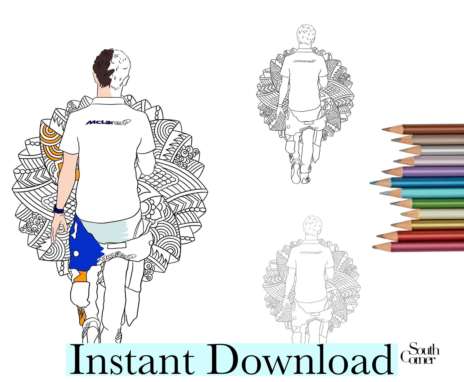 Lando Norris F1 Printable Coloring Pages / Book Birthday | Etsy