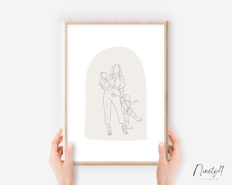 Custom Line Drawing Family, Custom Portrait, Wedding Portrait, Sketches From Photo, Personalized Gifts , Anniversary Gift, Engagement Gift image 7