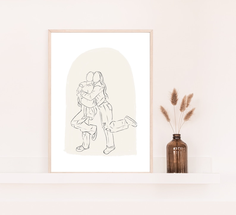 Custom Line Drawing Family, Custom Portrait, Wedding Portrait, Sketches From Photo, Personalized Gifts , Anniversary Gift, Engagement Gift image 8