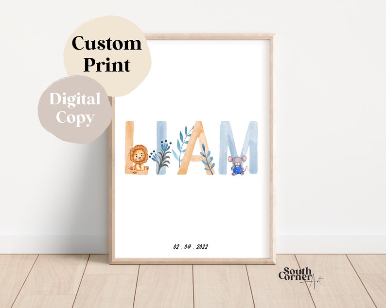 Printable Baby Boy Name Sign Boy Baby Name Sign Personalised | Etsy