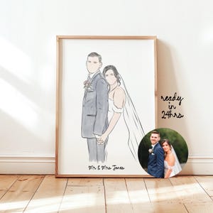 Gepersonaliseerde aquareltekening Aangepaste lijntekening Eén regel portret op maat cadeau Huwelijksverjaardag Zeer fijne tekeningen Aangepast portret