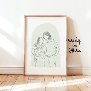 Custom Line Drawing Family Custom Portrait Wedding Portrait Sketches From Photo Personalized Gifts Anniversary Gift Engagement Gift