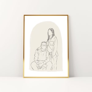 Custom Line Drawing Family, Custom Portrait, Wedding Portrait, Sketches From Photo, Personalized Gifts , Anniversary Gift, Engagement Gift image 3