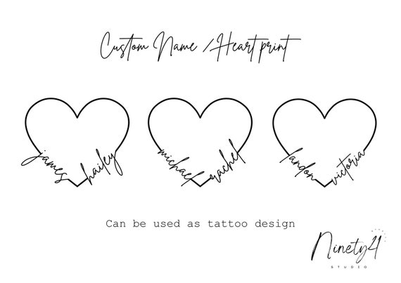 Heart Sample Design Real Heart Tattoo Designs With Names