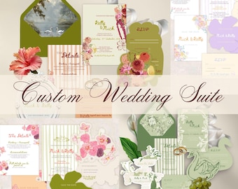 Custom Floral Wedding Invitation Suite Template