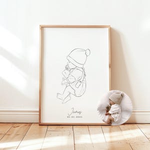 Ritratto personalizzato del bambino Ritratto personalizzato da foto Ritratto del bambino Ritratti di famiglia Regalo per neonato Illustrazione di linea Ritratto per cameretta Regalo per neonato