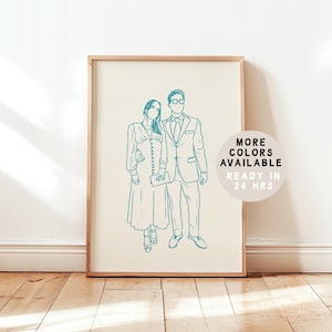 Family Gift Portrait Custom Line Drawing Couple Line Art Drawing Custom Line Drawing From Photo Custom Family Gift Anniversary Gift Portrait