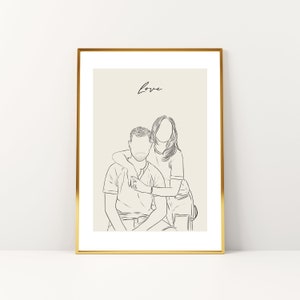 Custom Line Drawing Couple, Custom Portrait, Wedding Portrait, Sketches From Photo, Personalized Gifts , Anniversary Gift, Engagement Gift image 5