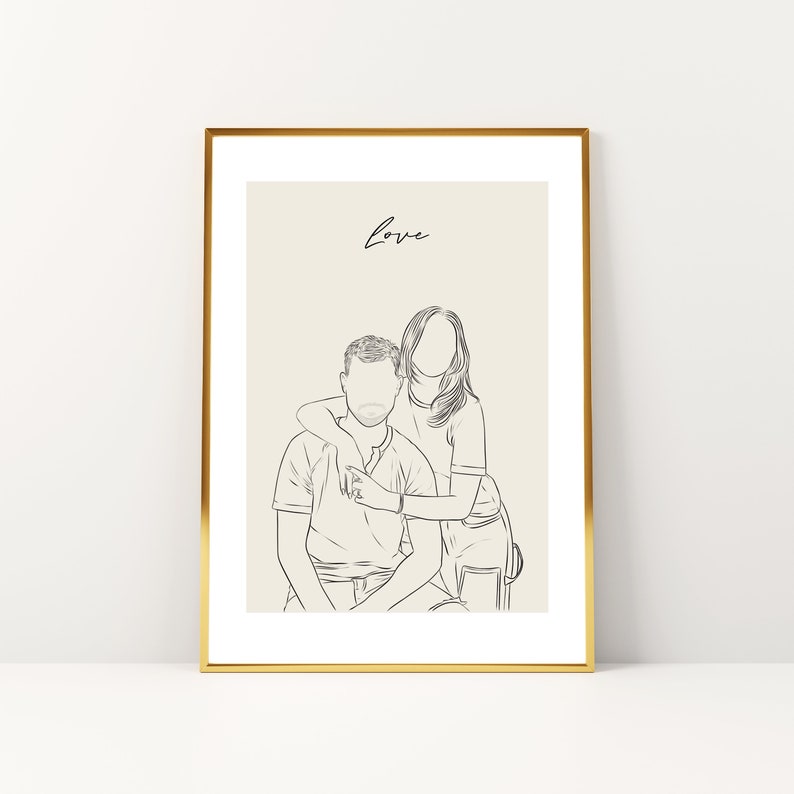 Custom Line Drawing Couple, Custom Portrait, Wedding Portrait, Sketches From Photo, Personalized Gifts , Anniversary Gift, Engagement Gift image 5
