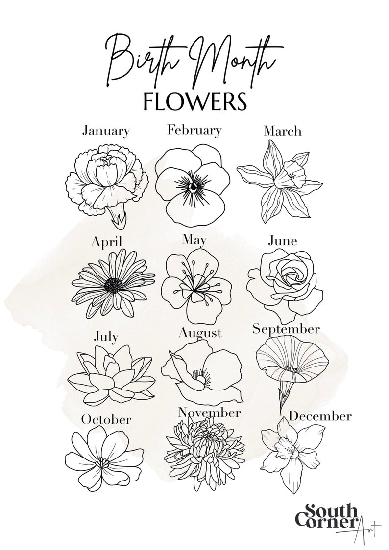 Custom Family Birth Flower Bouquet Birth Month Flower Etsy