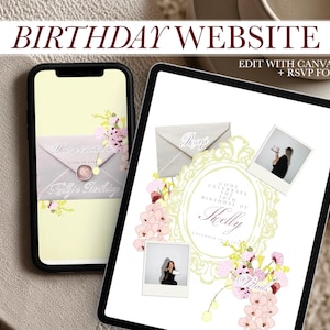 Colorful Canva Birthday Website Template with RSVP | Digital Birthday Invitation