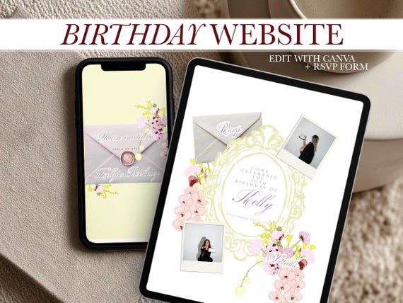 Colorful Canva Birthday Website Template with RSVP | Digital Birthday Invitation