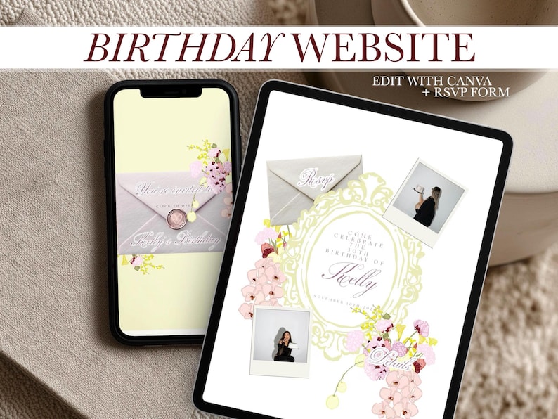 Colorful Canva Birthday Website Template with RSVP | Digital Birthday Invitation image 1