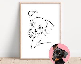 Custom One Line Dog, Pet Portrait, Dog Line Art, Continuous Line Drawing, Dog Portrait, Dog Tattoo, Pet loss gift , Dog Memorial