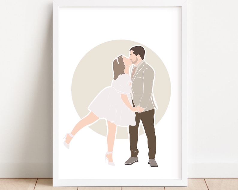 Custom Minimal Drawing Family, Custom Portrait, Wedding Portrait, Sketches From Photo, Personalized Gifts, Anniversary Gift, Engagement Gift image 1