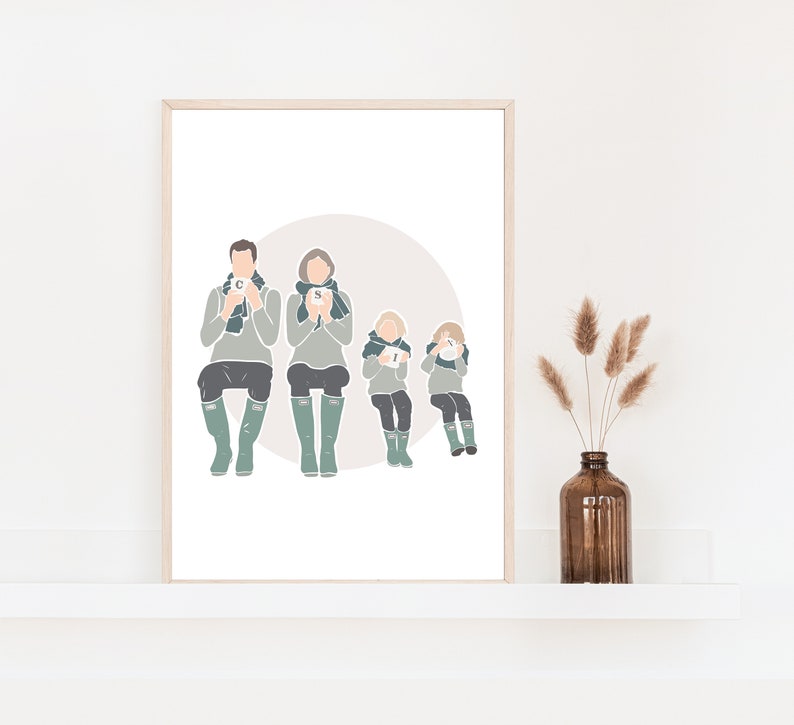 Custom Minimal Drawing Family, Custom Portrait, Wedding Portrait, Sketches From Photo, Personalized Gifts, Anniversary Gift, Engagement Gift image 4