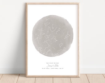 Custom Star Map, One Year Anniversary, Constellation Map, Star Map by Date, Night Sky Print, Personalized Star Map, First Date Gift