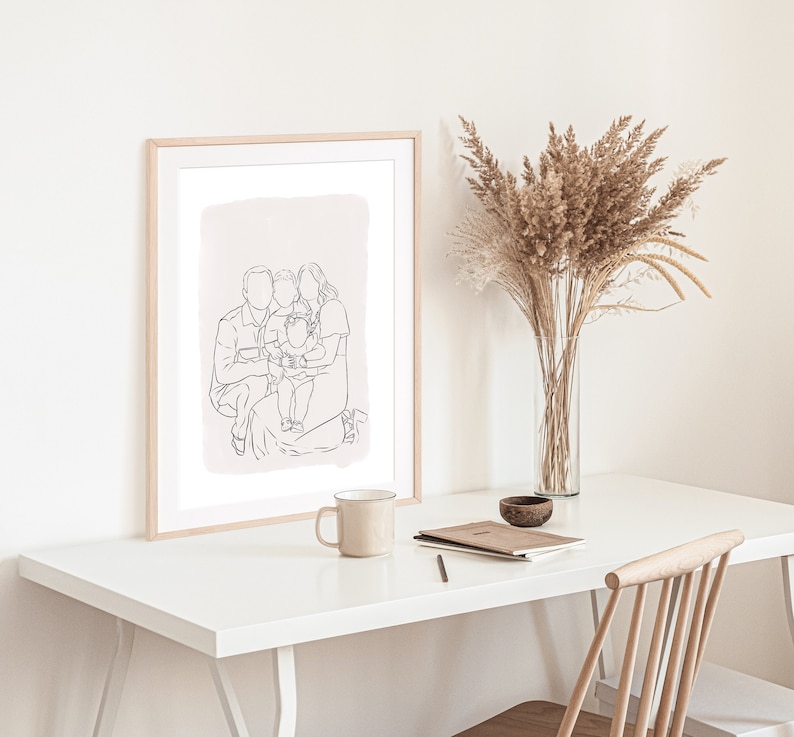 Family Portrait Custom Line Drawing Couple Line Art Drawing Custom Line Drawing From Photo Custom Family Gift Anniversary Gift image 2