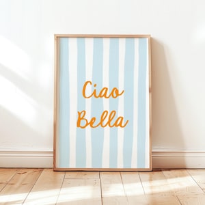 Impresión de verano, póster de Ciao Bella, impresión digital costera italiana de moda, póster estético, arte playero imprimible, arte imprimible femenino, regalo