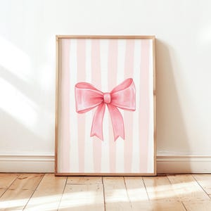Pink Bow Print Coquette Aesthetic Print Pink Nursery Girly Wall Art French Pastel Hair Bow Poster Digital Download Instant Download Gift