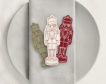 Nutcracker Place Card Template, Editable Canva Christmas Name Card, Die Cut Nutcracker Shape, Holiday Dinner Place Setting, Digital Download