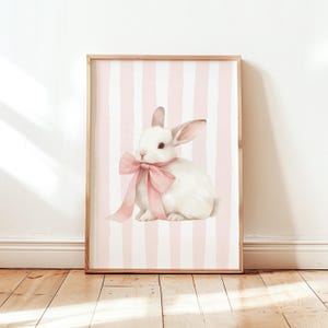 Impression de lapin rose, impression esthétique coquette, art mural rose pour chambre de bébé, affiche de lapin rose, téléchargement numérique, téléchargement immédiat