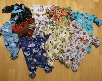 12" Doll Sleeper - Small Baby Doll Clothing - 12 Inch Baby Doll Sleepers - Small Baby Doll Outfits - 12" Doll Clothes