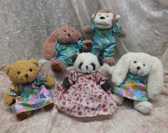 Plush Animals With Outfits - One of a Kind Stuffed Toy in Dress Up Outfit - Panda, Bunny, Bear, Monkey Stuffed Toy with Handmade Clothing