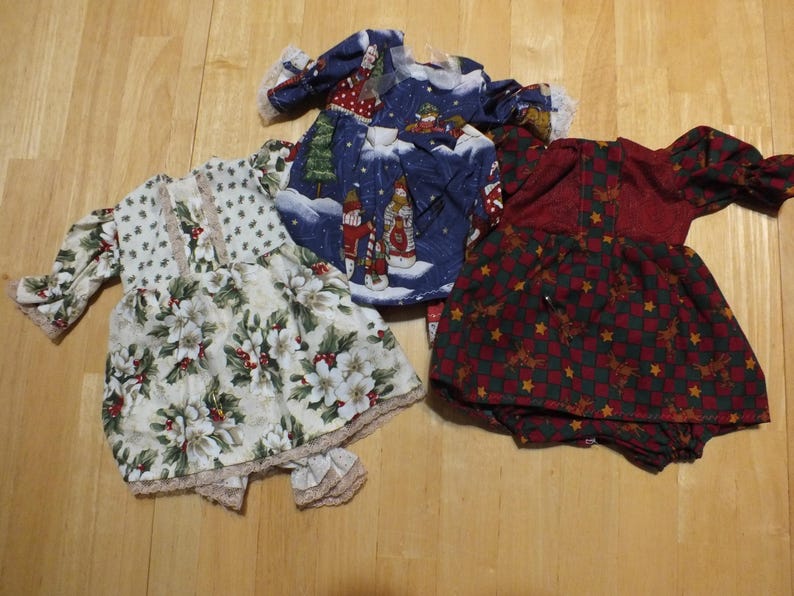 12" Doll Various Holiday Outfits - Small Baby Doll Holiday Outfits - 12 inch Sleeper/Romper/Dress Holiday Outfits for Small Baby Doll image 6
