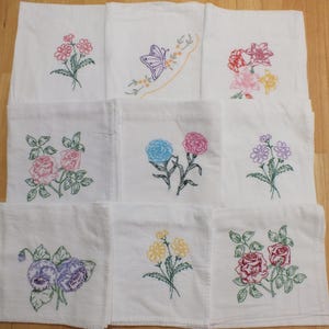 Hand Embroidered Flour Sack Towels - Flour Sack Dish Towels - Hand Embroidered Towels for Kitchen - Unique Housewarming Gift - Single Piece