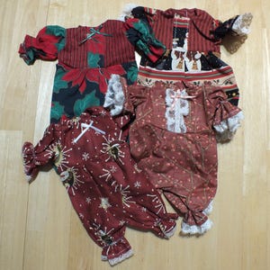 12" Doll Various Holiday Outfits - Small Baby Doll Holiday Outfits - 12 inch Sleeper/Romper/Dress Holiday Outfits for Small Baby Doll image 14