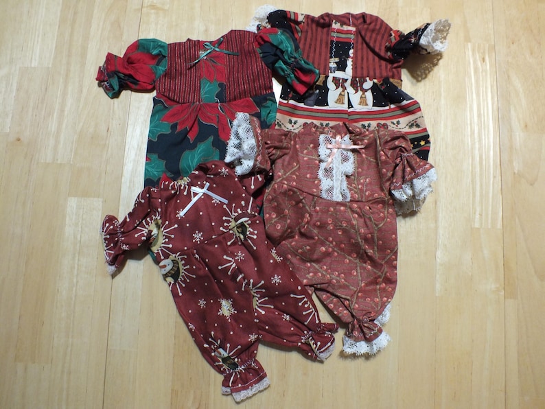 12" Doll Various Holiday Outfits - Small Baby Doll Holiday Outfits - 12 inch Sleeper/Romper/Dress Holiday Outfits for Small Baby Doll image 14