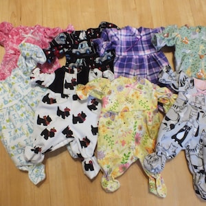 Small Baby Doll Clothing - 12 Inch Baby Doll Sleepers - Small Baby Doll Outfits - 12 Inch Sleepers Clothes - 12 Inch Doll Sleeper