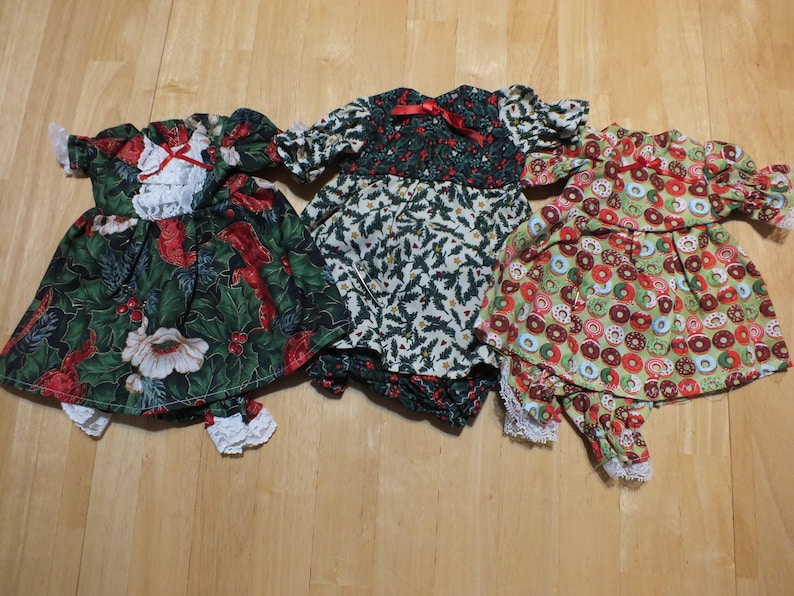 12" Doll Various Holiday Outfits - Small Baby Doll Holiday Outfits - 12 inch Sleeper/Romper/Dress Holiday Outfits for Small Baby Doll image 7