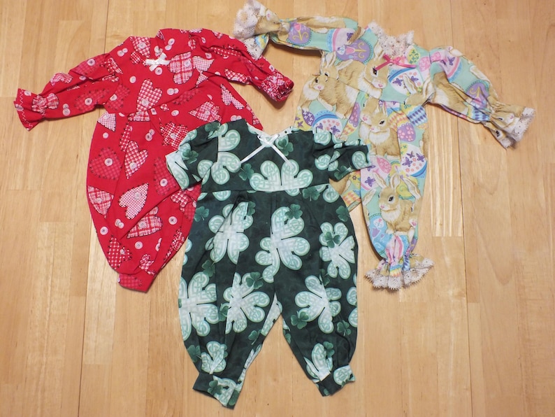 15" Baby Doll Holiday Outfits - Sleeper/Romper/Dress Holiday Outfits 15 " Doll - Various Holiday Outfits for 15 inch doll image 8