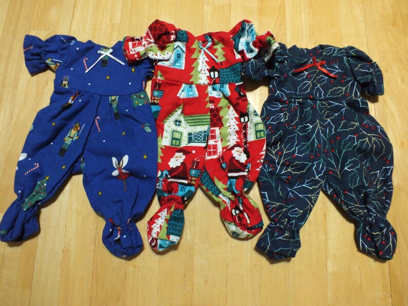 12" Doll Various Holiday Outfits - Small Baby Doll Holiday Outfits - 12 inch Sleeper/Romper/Dress Holiday Outfits for Small Baby Doll image 9