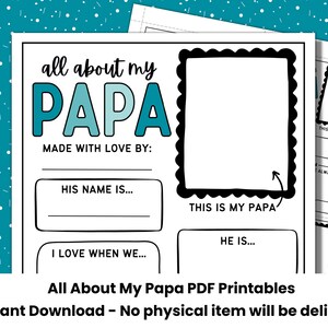 All About My Papa Printable Father’s Day Gift from Grandkids