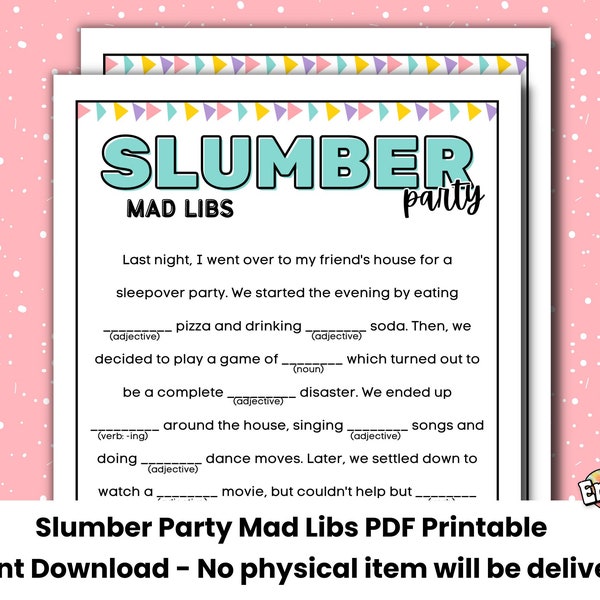 Mad Libs | Slumber Party Game | Printable Birthday Mad Libs | Sleepover Activity