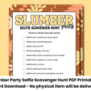 Teen Selfie Photo Scavenger Hunt | Retro Boho Slumber Party Game | Printable Birthday Scavenger Hunt | Sleepover Activity