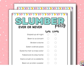 Slumber Party Game: Never Have I Ever - Teen Sleepover (PDF)