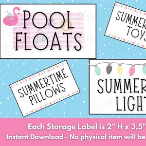 Printable Summer Storage Labels | Pool, Crafts, Decor (PDF) - Etsy
