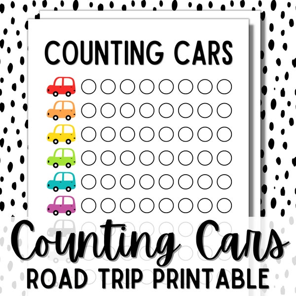 Counting Colored Cars Printable | Kids Road Trip Fun | Summer Activity | Car Ride Games
