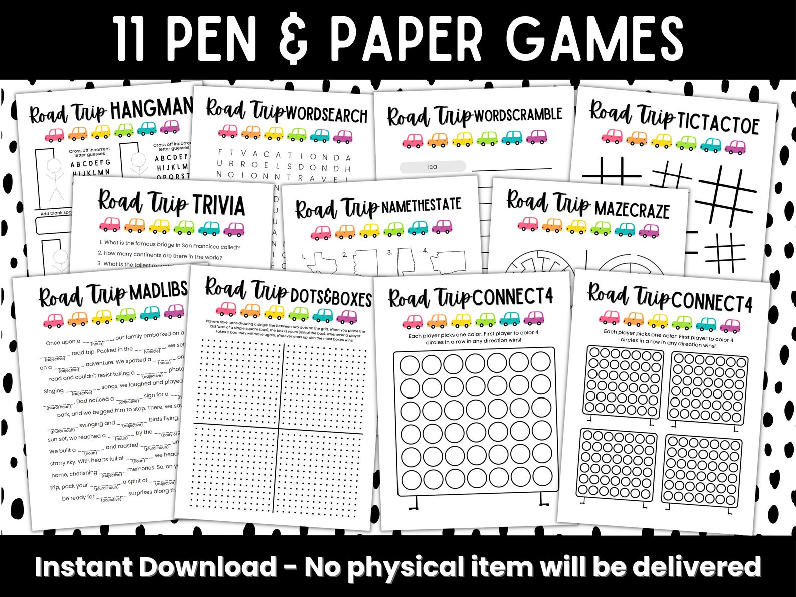 Road Trip Games for Kids Printable Busy Book Family Vacation Scavenger ...