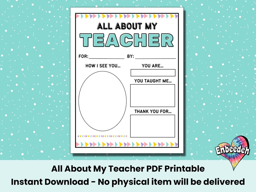 Teacher Appreciation Week Printable | Teacher Thank You | All About My ...