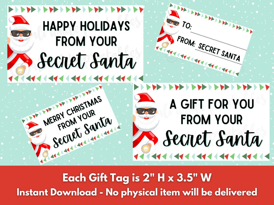 Secret Santa Printable Modern Gift Tags Gift Exchange PDF Christmas ...