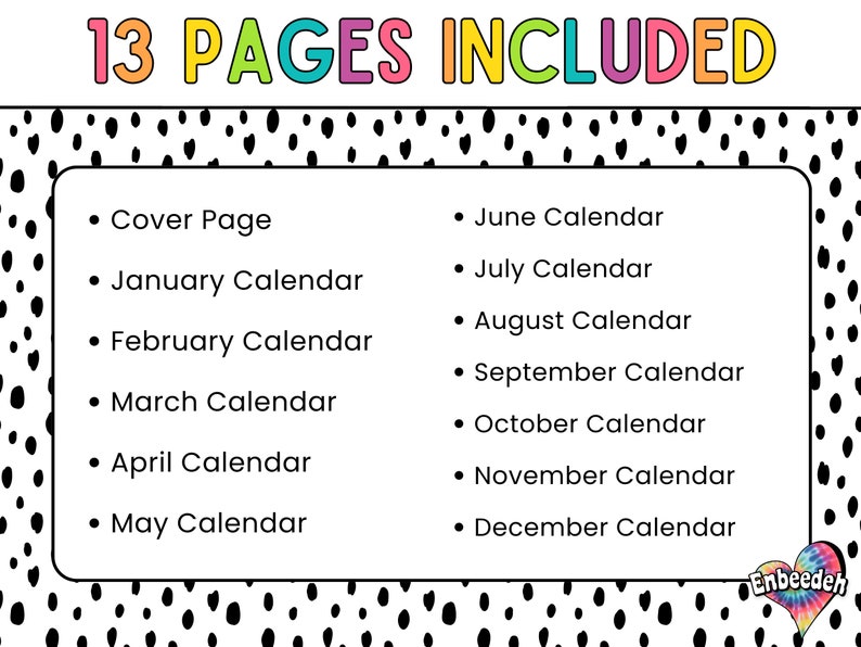 2024 Monthly Calendar Printable | Portrait | Vertical | Colorful ...