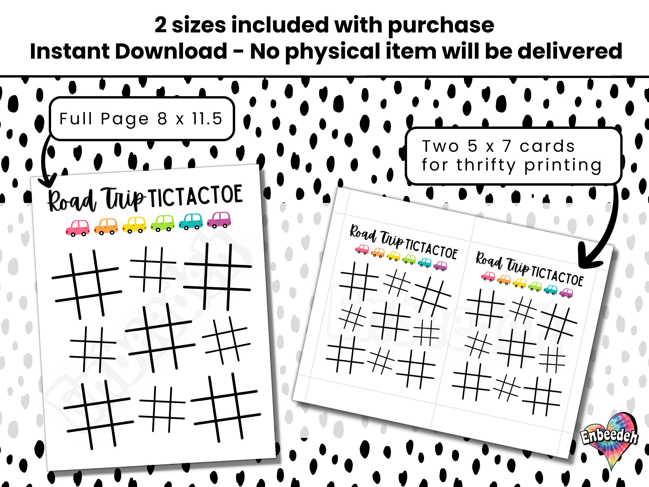 Tic Tac Toe Game Printable | Kids Road Trip Fun | Summer Activity | Car ...