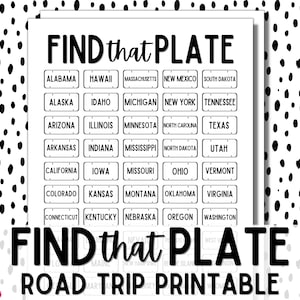 License Plate Game | Road Trip Coloring Page Printable for Kids | Travel Activity Fun Car Games