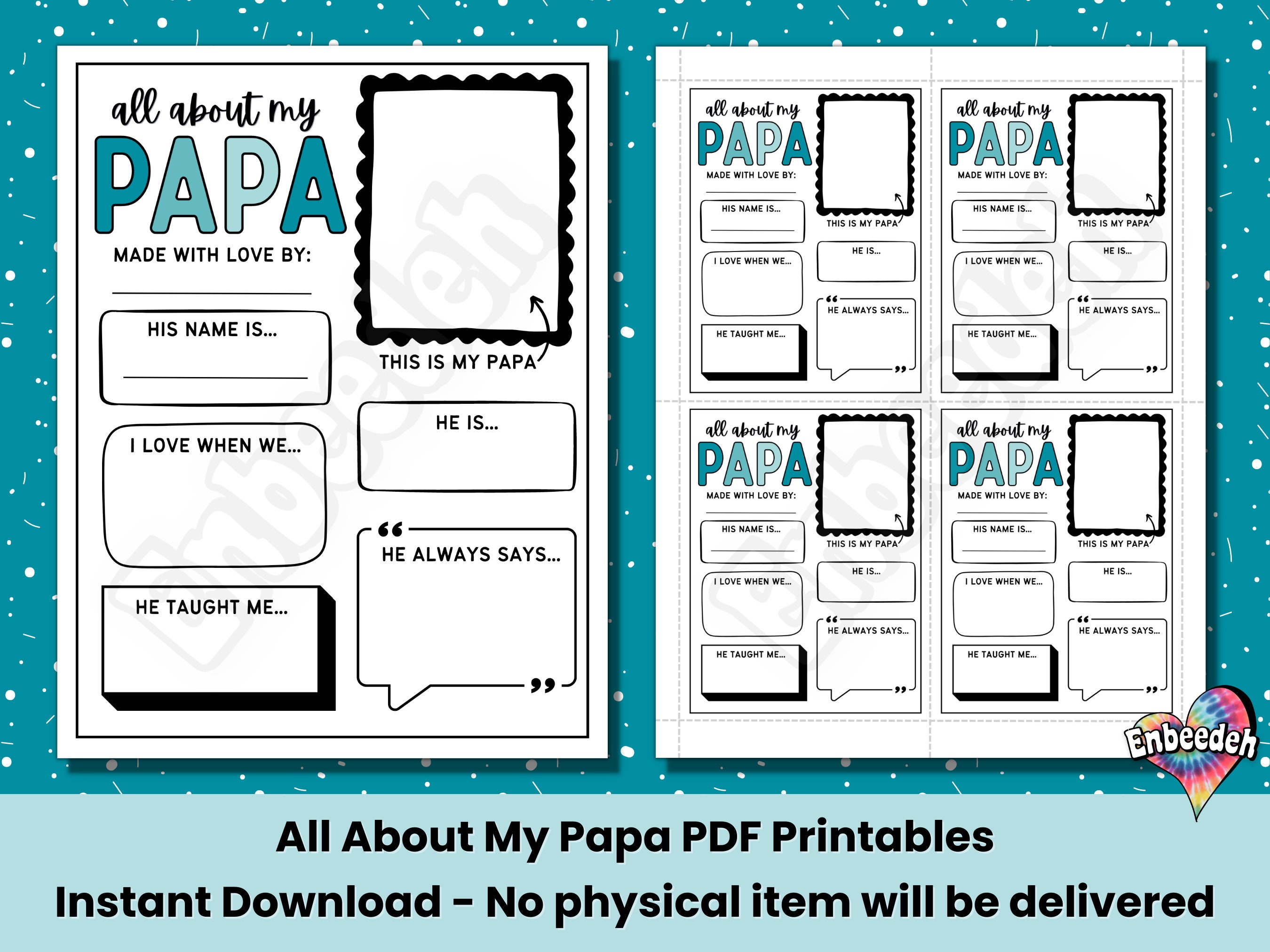 All About My Papa Printable Fathers Day Gift From Grandkids - Etsy
